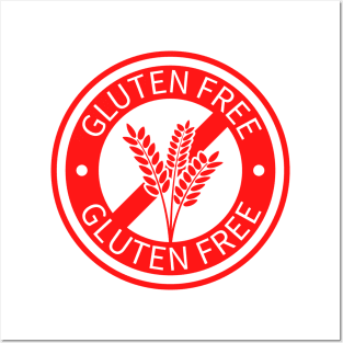 Red circle gluten free logo Posters and Art